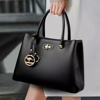 Простая и большая сумка в стиле ретро с изысканным дизайном для весны и лета. Модная сумка-тоут, которую можно носить через плечо. чёрный