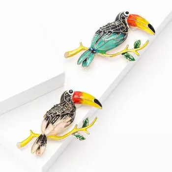 Простая и изысканная эмалевая брошь в виде ара, модные и персонализированные мужские и женские пальто, костюмы, корсажи, аксессуары, булавки в виде животных