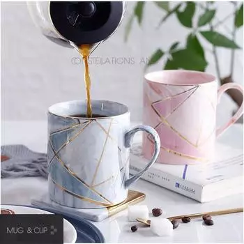 Простая и креативная кружка в скандинавском стиле, современная позолоченная мраморная кружка с узором, чашка для воды, керамическая чашка для кофе, чашка для завтрака