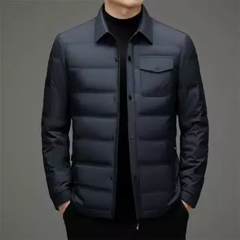 Простая и легкая куртка на гусином пуху, осенняя новая мужская куртка с воротником-стойкой, утепленная и теплая куртка-пуховик для мужчин M