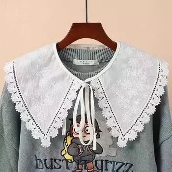 Простая и милая вышивка, большой заостренный шейный ремешок, маленькая шаль, женский наружный декоративный воротник, уменьшающий возраст, накладной воротник белый