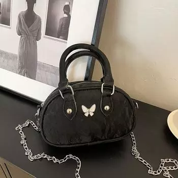 Простая и модная маленькая круглая сумка 2024 года, новая модная сумка через плечо, сумка-мессенджер, нишевый дизайн, женская сумка чёрный