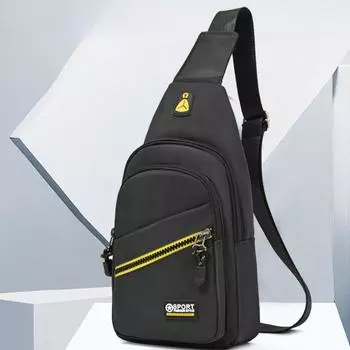 Простая и модная мужская нагрудная сумка 2025, новая портативная и повседневная нагрудная сумка, модная и индивидуальная сумка через плечо Niche, одно плечо 17X6X30CM чёрный