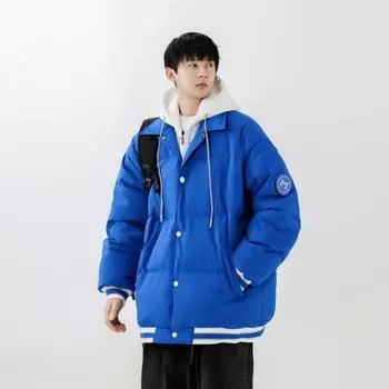 Простая и модная новая зимняя куртка с капюшоном средней длины, утепленная мужская куртка M