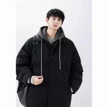 Простая и модная новая зимняя куртка с капюшоном, утепленная мужская куртка средней длины M