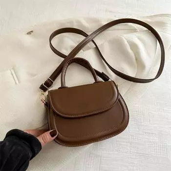Простая и модная однотонная сумка в иностранном стиле, весенняя универсальная сумка-мессенджер, женская сумка-седло коричневый