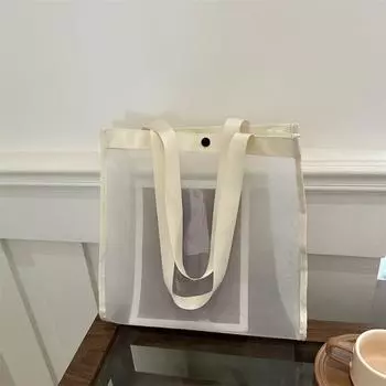 Простая и модная пляжная сумка через плечо 2024 года, новая вместительная прозрачная сетчатая портативная сумка для покупок, персонализированная сумка-тоут розовый