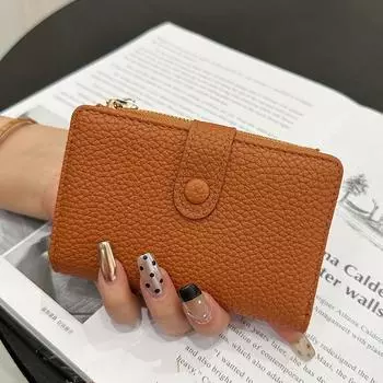 Простая и модная повседневная сумка для карточек, сумка для сменных карточек с застежкой-молнией и пряжкой-личи. чёрный