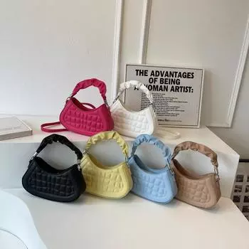 Простая и модная сумка через плечо с отступом 2024 года, новая женская сумка с мягкой ручкой, темпераментная ручная сумка карамельного цвета, повседневная сумка-мессенджер