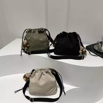 Простая и модная сумка для женщин, новая корейская версия, простая сумка через плечо, модная сумка через границу, модная повседневная сумка-ведро Without pendant