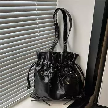 Простая и модная сумка-тоут большой вместимости, летняя новая сумка для поездок на работу 2024 года, простая повседневная сумка через плечо чёрный