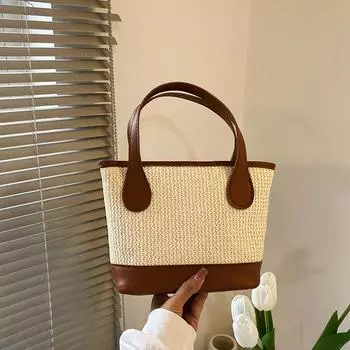 Простая и модная сумка-тоут большой вместимости, летняя новая модная сумка в иностранном стиле для поездок на работу, женская сумка, простая сумка Small коричневый