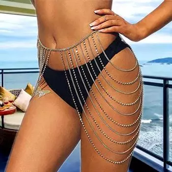 Простая и модная универсальная геометрическая цепочка на талию, инкрустированная бриллиантами, многослойная индивидуальная цепочка для тела с бахромой золотой