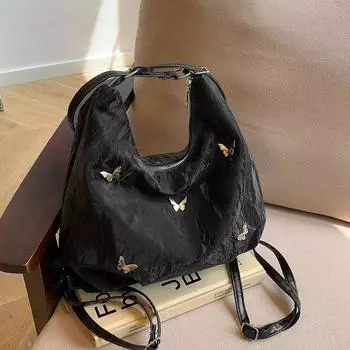 Простая и модная вместительная сумка для женщин, лето 2024, новый нишевый дизайн, сумка-мессенджер через плечо для женщин Without pendant чёрный