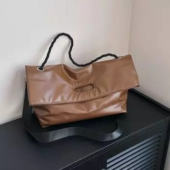 Простая и модная вместительная сумка-тоут для женщин 2024 года, новая простая большая сумка для поездок на работу, студенческая сумка-мессенджер через плечо чёрный