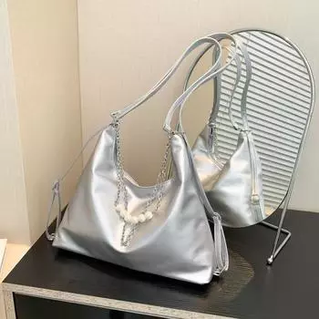 Простая и модная вместительная женская сумка-тоут 2024 года, новая повседневная летняя сумка через плечо, простая и модная сумка для поездок на работу чёрный