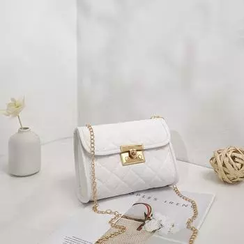 Простая и модная вышитая ромбовидная сумка-цепочка, новая женская сумка через плечо с замком для мобильного телефона и кошелек для мелочи на осень и зиму 2025 белый