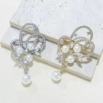 Простая и модная высококачественная брошь с жемчугом и бриллиантами для женщин, модная индивидуальная темпераментная куртка, кардиган, костюм, корсажная булавка