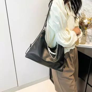 Простая и модная женская сумка 2024 года, новая сумка-мессенджер для работы и учебы, большая вместимость, красивая повседневная сумка-тоут чёрный