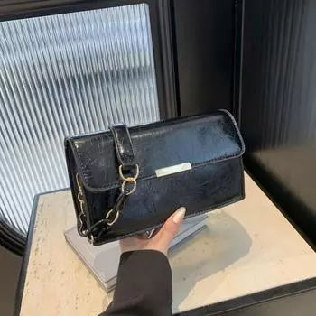 Простая и модная женская сумка через плечо для поездок на работу 2024 года, новая модная сумка-мессенджер в стиле ретро, корейская версия, простая маленькая квадратная сумка чёрный