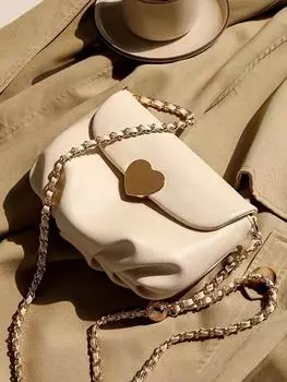 Простая и модная женская сумка через плечо, однотонная, универсальная, плиссированная, с металлическим украшением в форме сердца, женская сумка через плечо