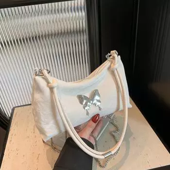 Простая и модная женская сумка на одно плечо, модная сумка с бантом, весна 2024 года, новая корейская версия простой маленькой квадратной сумки чёрный