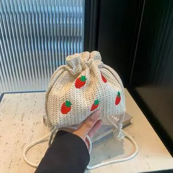 Простая и модная женская сумка на шнурке в иностранном стиле, летняя универсальная сумка-ведро на одно плечо