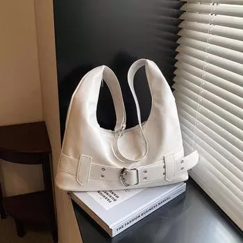 Простая и модная женская сумка-тоут 2024 года, новая корейская версия модной повседневной сумки подмышку, вместительная женская сумка для поездок на работу белый