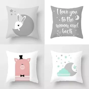 Простая и освежающая наволочка с изображением животных, подходящая для дома, новая детская квадратная мультяшная наволочка 40x40cm