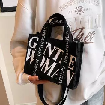 Простая и персонализированная холщовая сумка с буквенным принтом, новый стиль, повседневная сумка через плечо