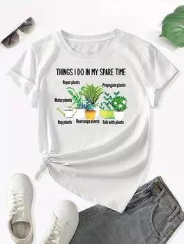 Простая и современная женская белая футболка со стильным цветочным принтом S