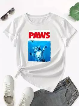 Простая и современная женская белая футболка со стильным цветочным принтом S