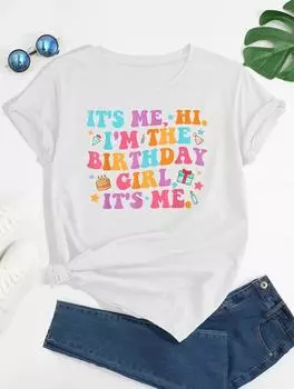 Простая и современная женская белая футболка со стильным цветочным принтом S