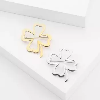 Простая и стильная брошь из нержавеющей стали с четырьмя листами клевера, универсальная брошь для одежды, булавка для знаменитого темпераментного корсажа