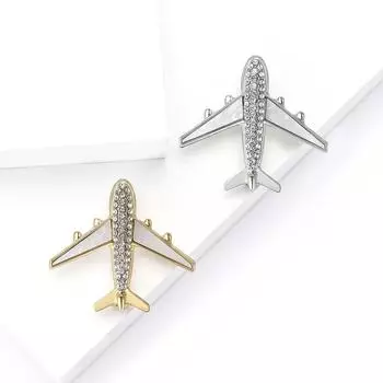 Простая и стильная брошь в виде самолета из сплава со стразами, креативная универсальная брошь для мужского и женского костюма, корсажа, ювелирное украшение