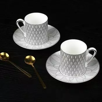 Простая и стильная керамическая чашка для кофе из костяного фарфора, элитная ресторанная чашка для послеобеденного чая, блюдце, кружка, подходит для посудомоечной машины 200ml белый