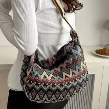 Простая и стильная сумка через плечо из холста с регулируемым ремешком, вышитой строчкой, складная и вместительная чёрный