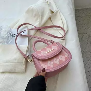 Простая и стильная сумка Lingge, новая текстура 2023, сумка через плечо на одно плечо 18x6x14cm розовый