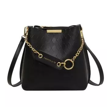 Простая и стильная вместительная сумка-ведро с ромбовидным узором бежевый