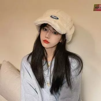 Простая и универсальная бейсбольная кепка для активного отдыха в Корейском стиле с маркировкой, детская зимняя утолщенная теплая защита ушей, мужская кепка Lei Feng M56-58cm чёрный