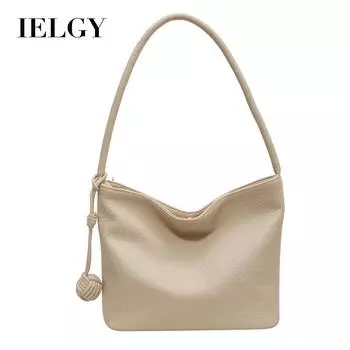 Простая и универсальная портативная сумка через плечо IELGY большой вместимости, популярная корейская сумка-ведро с текстурой чёрный