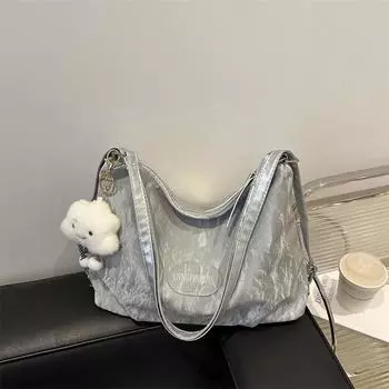 Простая и универсальная сумка-тоут большой вместимости, женская летняя мода 2025 года, универсальная сумка через плечо, сумка премиум-класса подмышкой