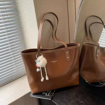 Простая и универсальная высококачественная женская сумка-тоут 2024 года, новая модная и вместительная сумка через плечо для студентов