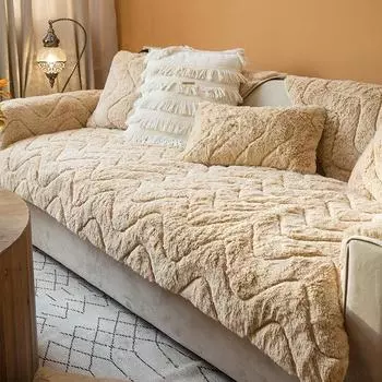 Простая и утолщенная плюшевая подушка для дивана для дома, гостиной, противоскользящий чехол для дивана, зимняя теплая подушка 70*70