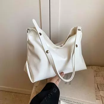 Простая и вместительная женская сумка 2024 года, новая простая и модная сумка через плечо, модная и повседневная сумка-тоут для поездок на работу белый