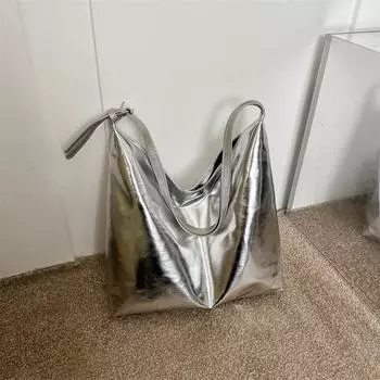 Простая и вместительная женская сумка-тоут 2024 года, летняя новая модная и простая женская сумка через плечо, женская сумка для подмышек золотой