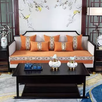 Простая и высококачественная подушка из синели, универсальная нескользящая скандинавская подушка для четырех сезонов, ткань для спинки, полотенце, новая подушка для дивана в китайском стиле 70x70cm оранжевый