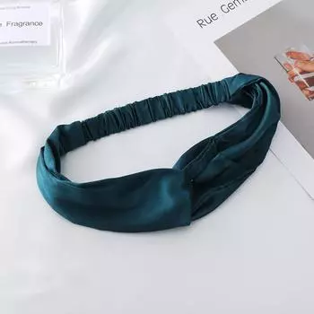 Простая имитация шелковой повязки на голову, процесс мытья лица, повязка для волос с широким краем темно-зеленого