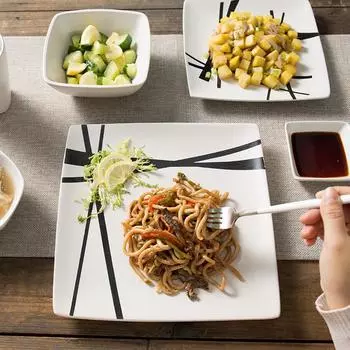 Простая индивидуальная керамическая посуда, тарелка для стейка, бытовая тарелка для торта, тарелка для салата 8 inches