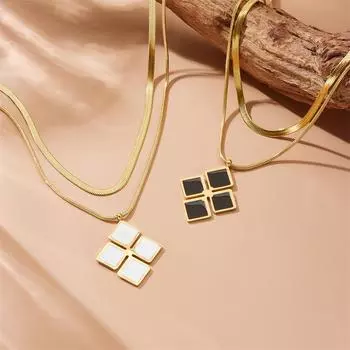 Простая индивидуальность черно-белые квадратные бриллиантовые цепочки-ожерелья ювелирные изделия чёрный